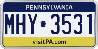 PA license plate MHY3531
