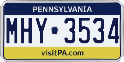 PA license plate MHY3534