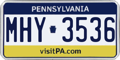 PA license plate MHY3536