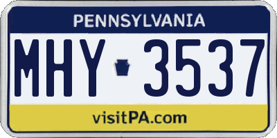 PA license plate MHY3537