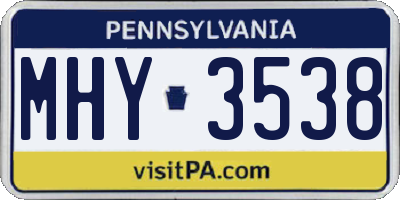 PA license plate MHY3538