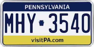 PA license plate MHY3540