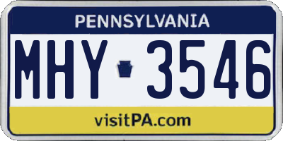 PA license plate MHY3546