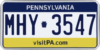 PA license plate MHY3547