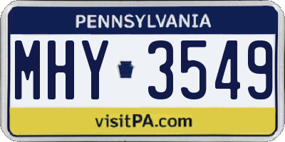 PA license plate MHY3549