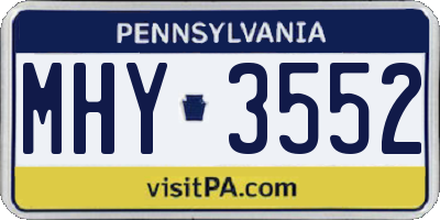 PA license plate MHY3552