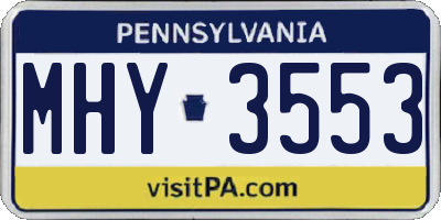 PA license plate MHY3553