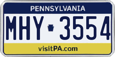 PA license plate MHY3554