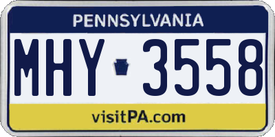 PA license plate MHY3558