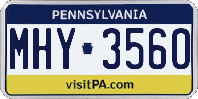 PA license plate MHY3560