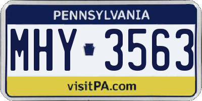 PA license plate MHY3563