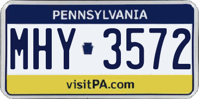 PA license plate MHY3572