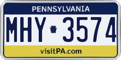 PA license plate MHY3574