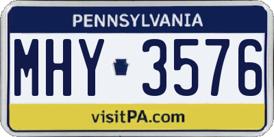 PA license plate MHY3576