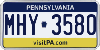 PA license plate MHY3580