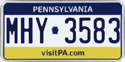 PA license plate MHY3583