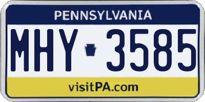 PA license plate MHY3585