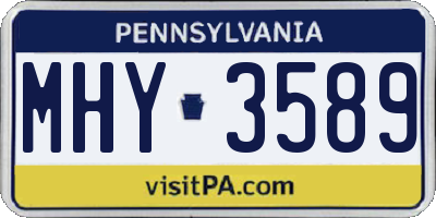 PA license plate MHY3589