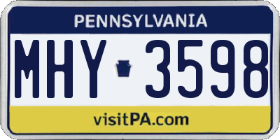 PA license plate MHY3598