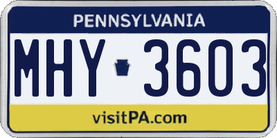 PA license plate MHY3603
