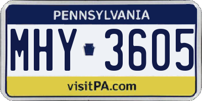 PA license plate MHY3605