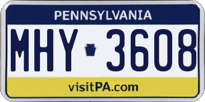 PA license plate MHY3608
