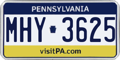 PA license plate MHY3625