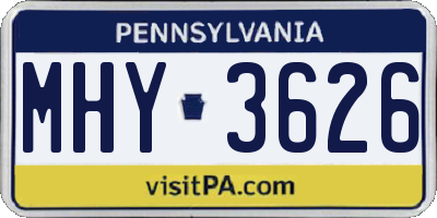 PA license plate MHY3626
