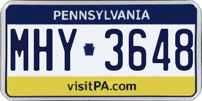 PA license plate MHY3648