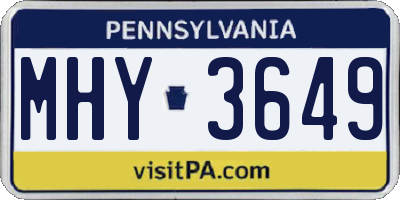 PA license plate MHY3649