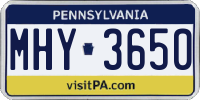 PA license plate MHY3650