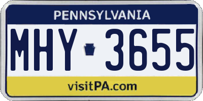 PA license plate MHY3655