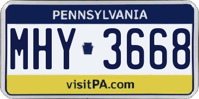 PA license plate MHY3668