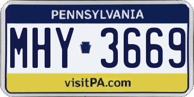 PA license plate MHY3669