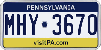 PA license plate MHY3670