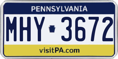 PA license plate MHY3672