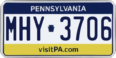 PA license plate MHY3706