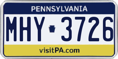 PA license plate MHY3726
