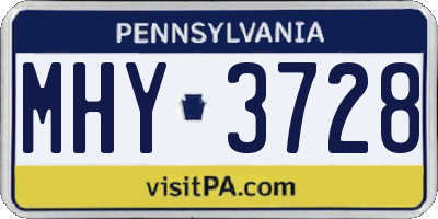 PA license plate MHY3728