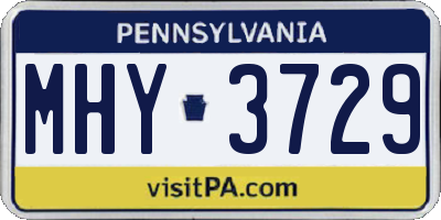 PA license plate MHY3729