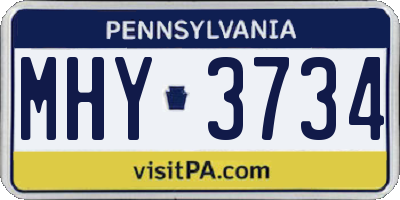 PA license plate MHY3734