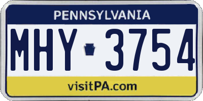 PA license plate MHY3754