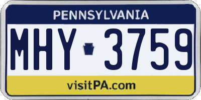 PA license plate MHY3759