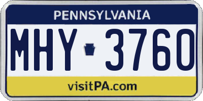 PA license plate MHY3760