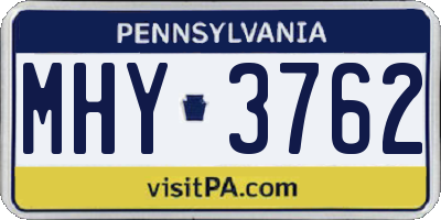 PA license plate MHY3762