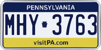 PA license plate MHY3763