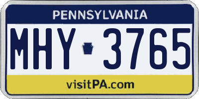 PA license plate MHY3765