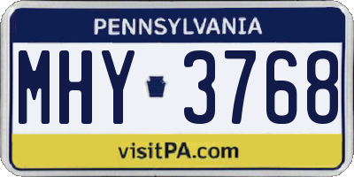 PA license plate MHY3768