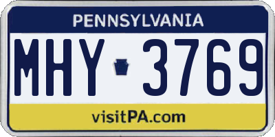 PA license plate MHY3769