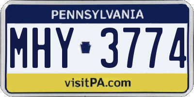 PA license plate MHY3774